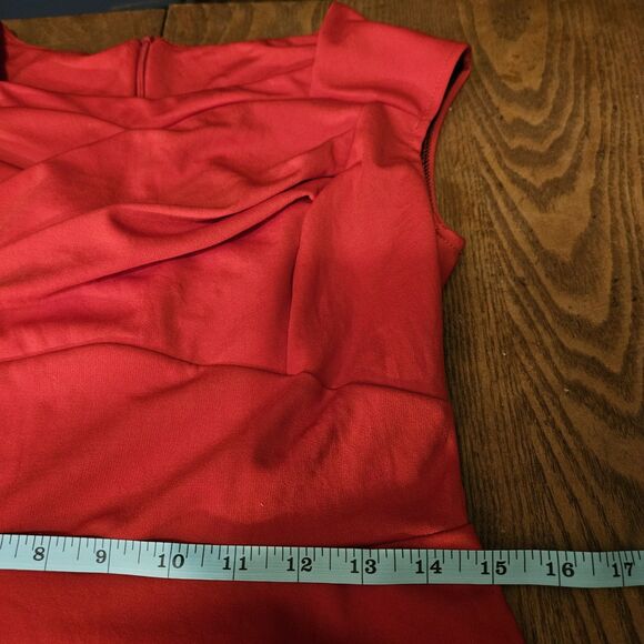 Red Square Neck Sleeveless Swing Party Dress Flowy A‑Line Cocktail Womens Medium - Picture 2 of 5
